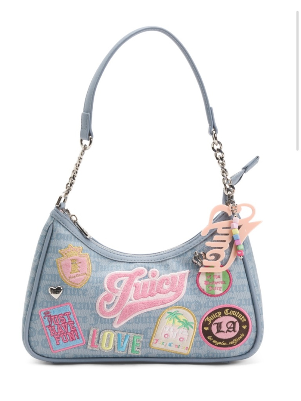 Juicy Couture Pastel Blue Patchwork Shoulder Bag